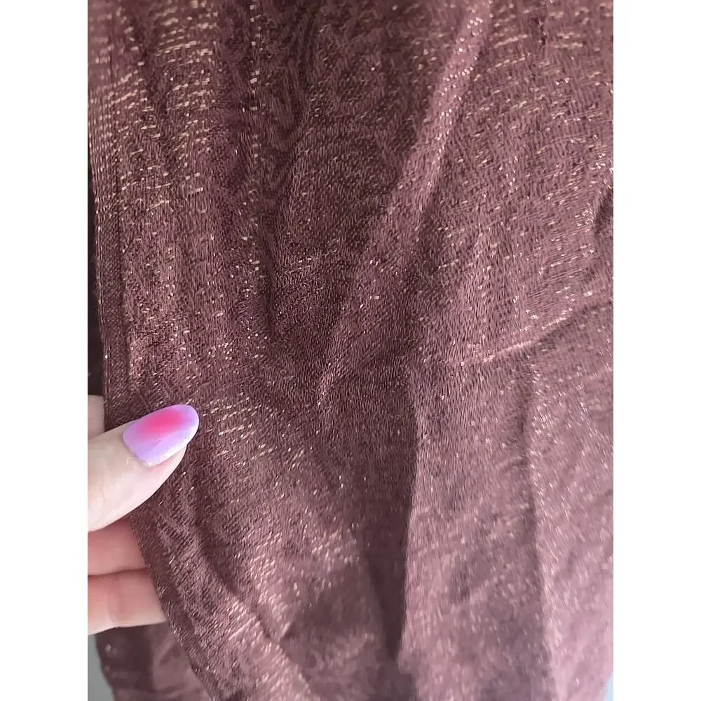 Collections Eighteen‎ Burgundy Metallic Sparkle Fringe Womans Shawl Wrap Scarf